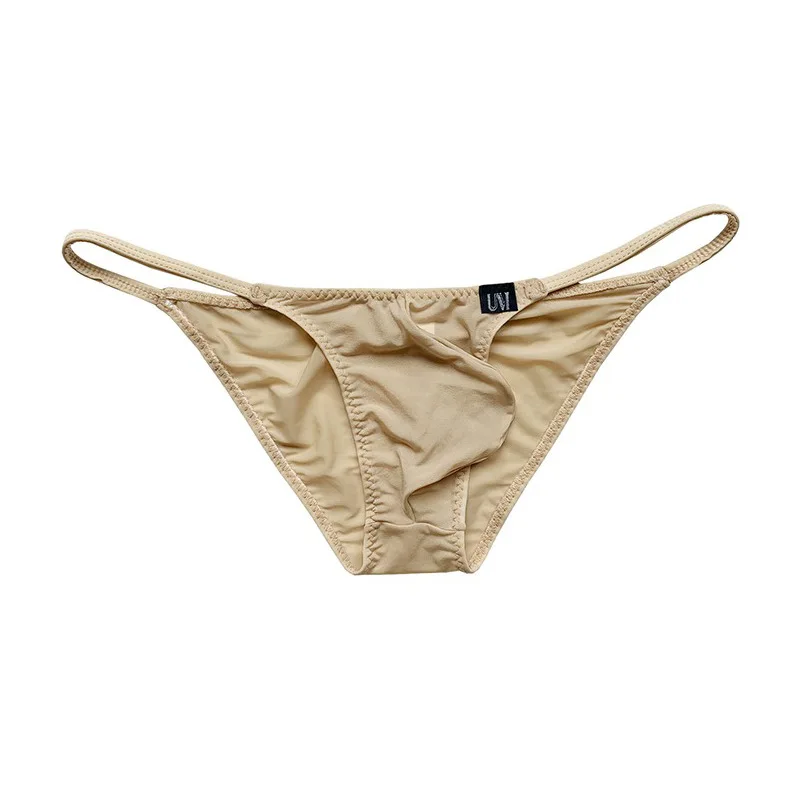 mens sexy half-back briefs underwear cool silk low-rise bikini underwear