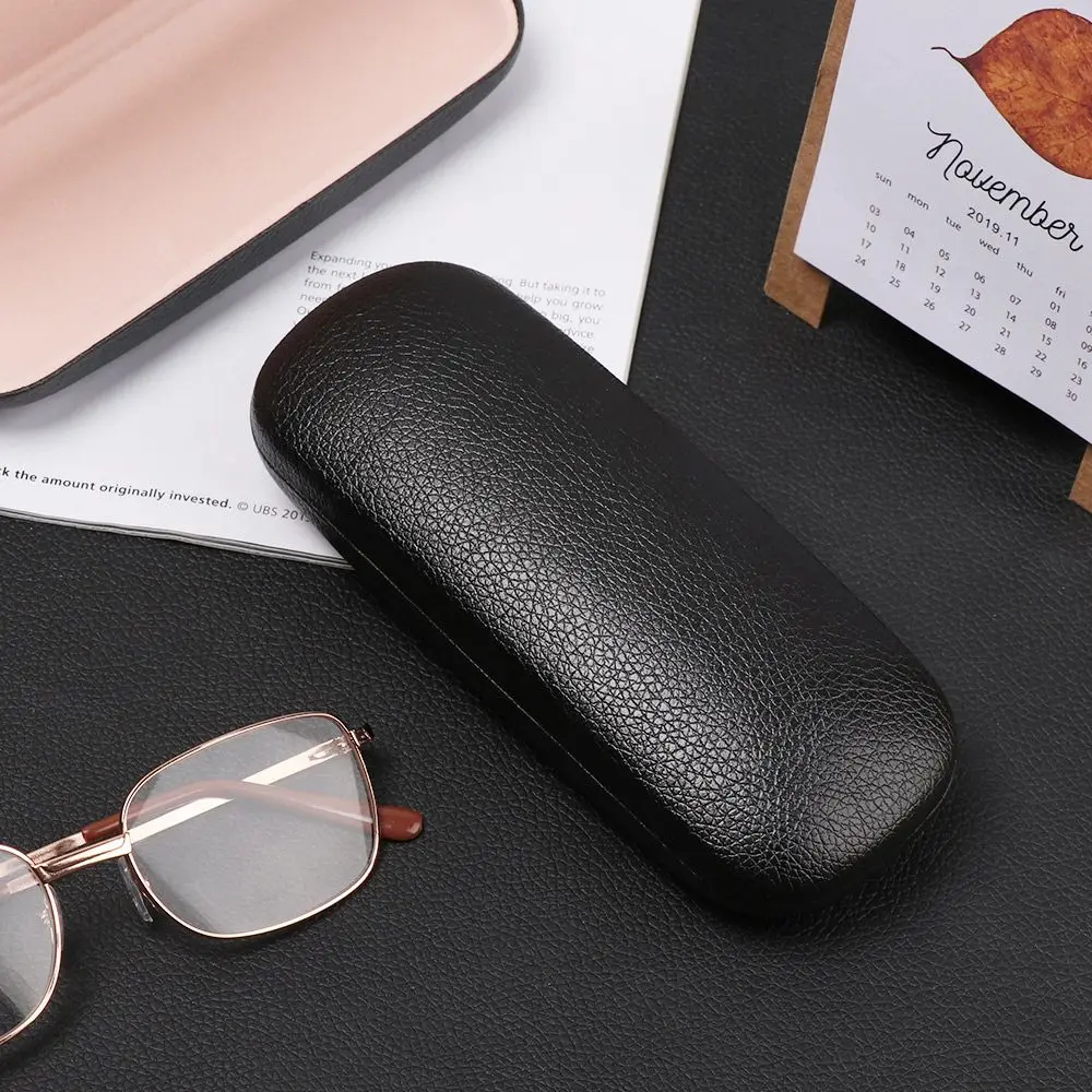 Fashion Unisex PU Leather Litchi Grain Glasses Case Waterproof Hard Frame Eyeglass Case Reading Glasses Protector Spectacle Box