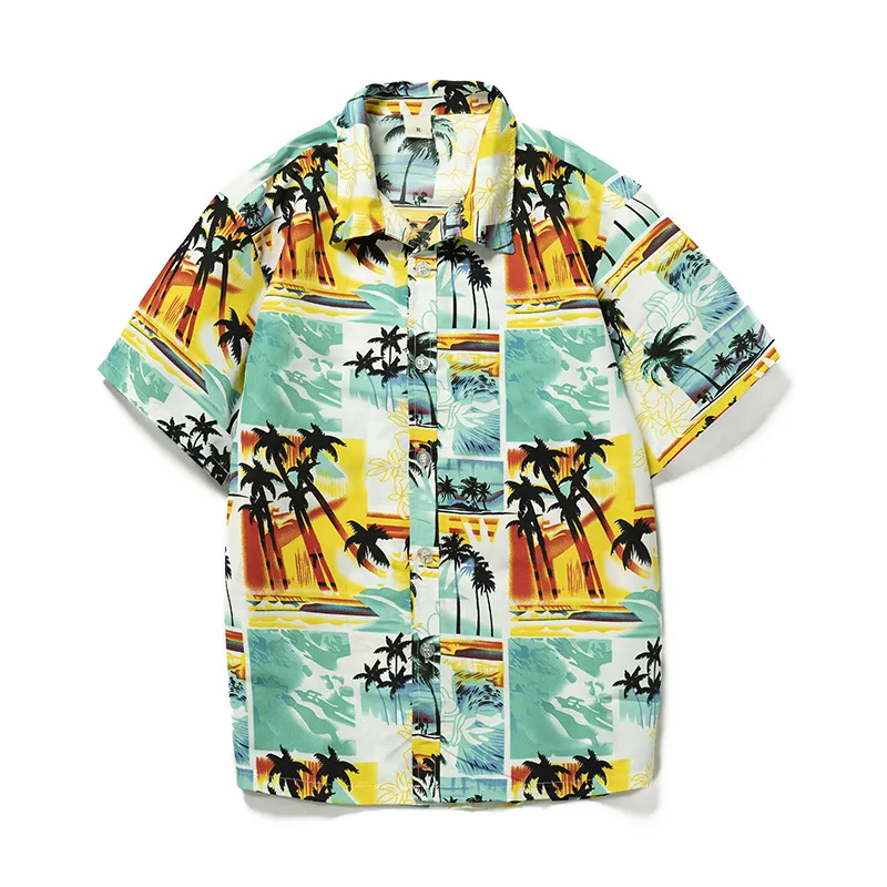 

Printed Shirts and Blouses Men's T-shirt Korean Popular Clothes Tiki Beach T-shirts Man Hawaiian Short Sleeve Clothing Mens Male