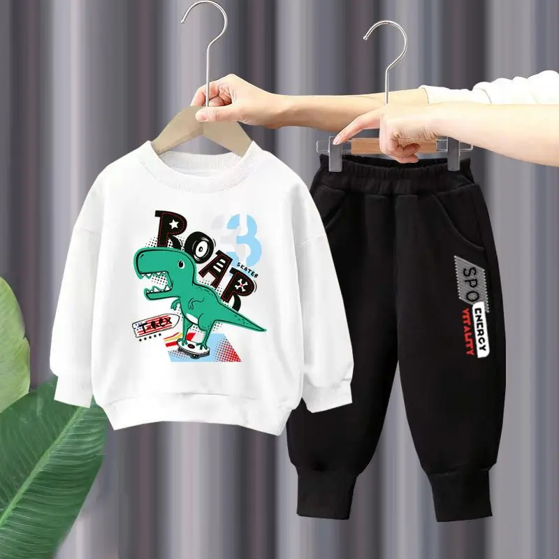 Herfst babyjongenskleding dinosaurus bedrukte T-shirts en broeken 2-delige set kinderen meisjes casual top bottom outfits trainingspakken