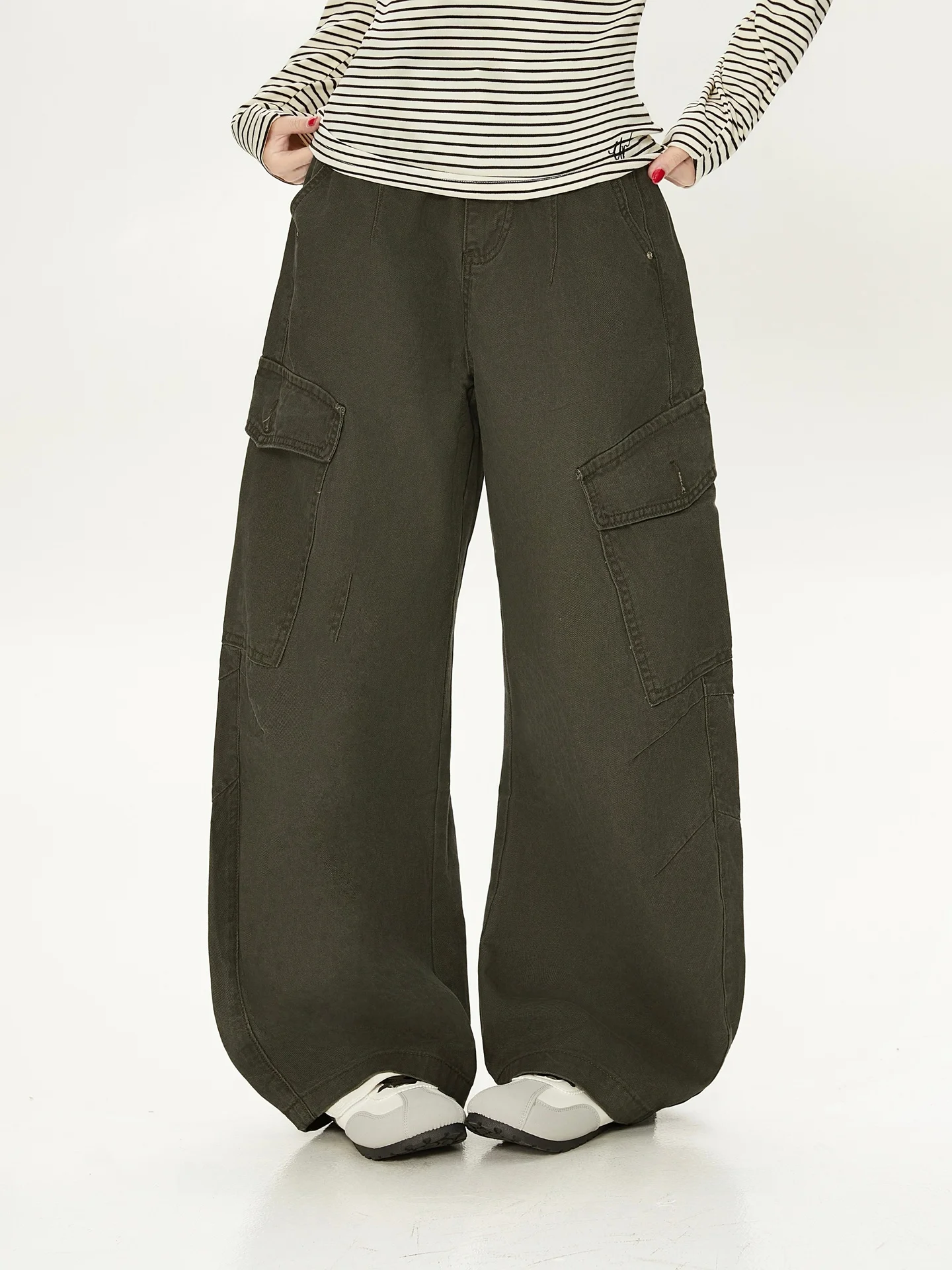 

Американские ретро-брюки в стиле Hot Girl: деконструированные повседневные рабочие брюки с множеством карманов, женские, высококачественные, свободные, широкие, длинные, модные