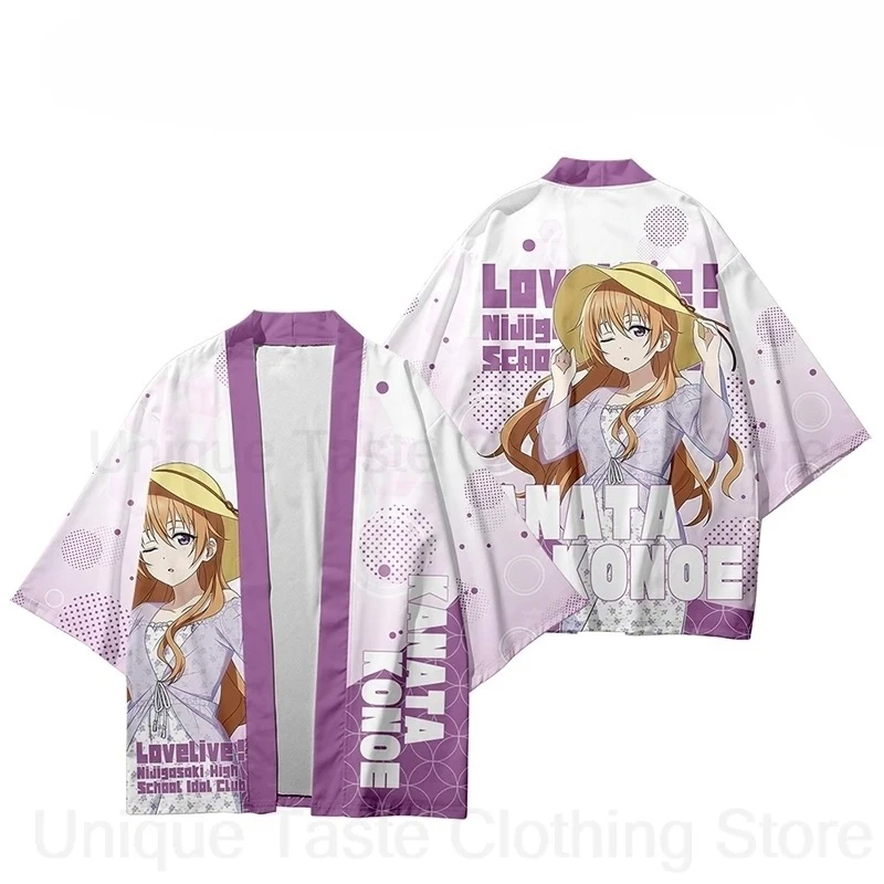 الصيف ثوب الكيمونو الياباني أنيمي يوكاتا Harajuku النساء الرجال قصيرة الأكمام كيمونو قميص