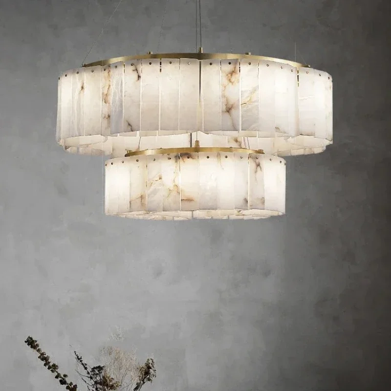 

2025 Round Alabaster Ceiling Light Nordic Luxurious Brass Natural Alien Marble Surface Flush Mount Lamp for Bedroom Living Room