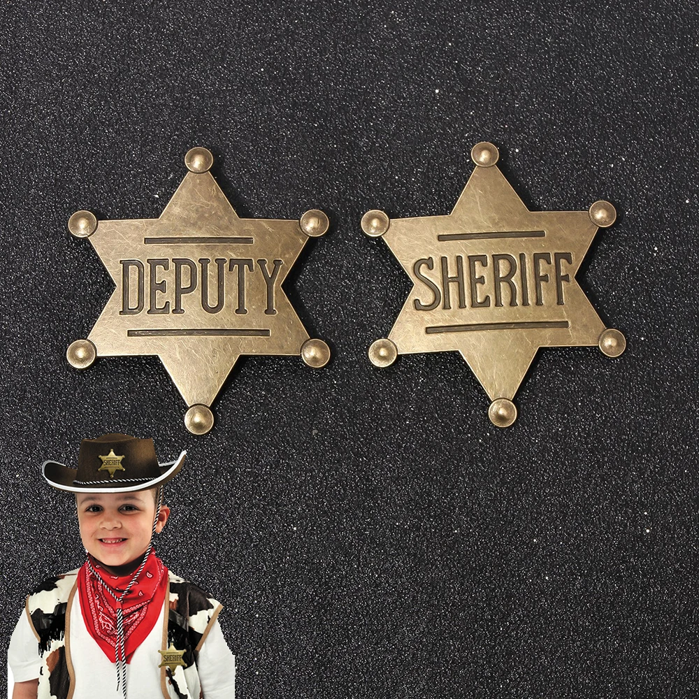 Insignias de Sheriff de Halloween, broches de metal para fiesta de Cosplay, accesorios de disfraces, Pin para chaleco de policía occidental, decoración de vaquero