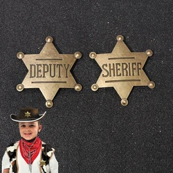 Halloween Sheriff Badges Cosplay Party Deputy Sheriff metal Brooches Costumes Accessories Western Police Vest Pin Cowboy Decor