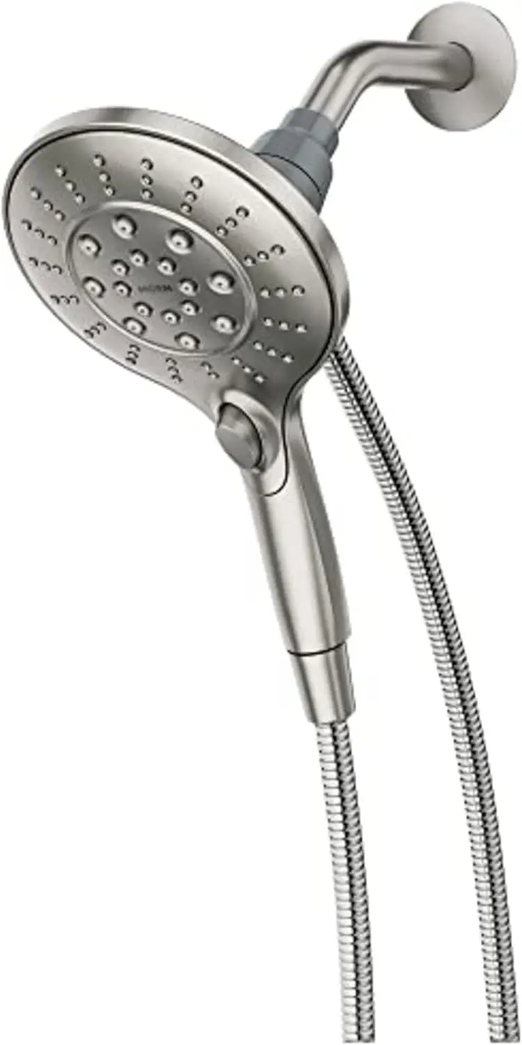 Engage Spot Resist Brushed Nickel Magnetix Six-Function 5.5-Inch Handheld Showerhead with Magnetic Docking System, Detachab