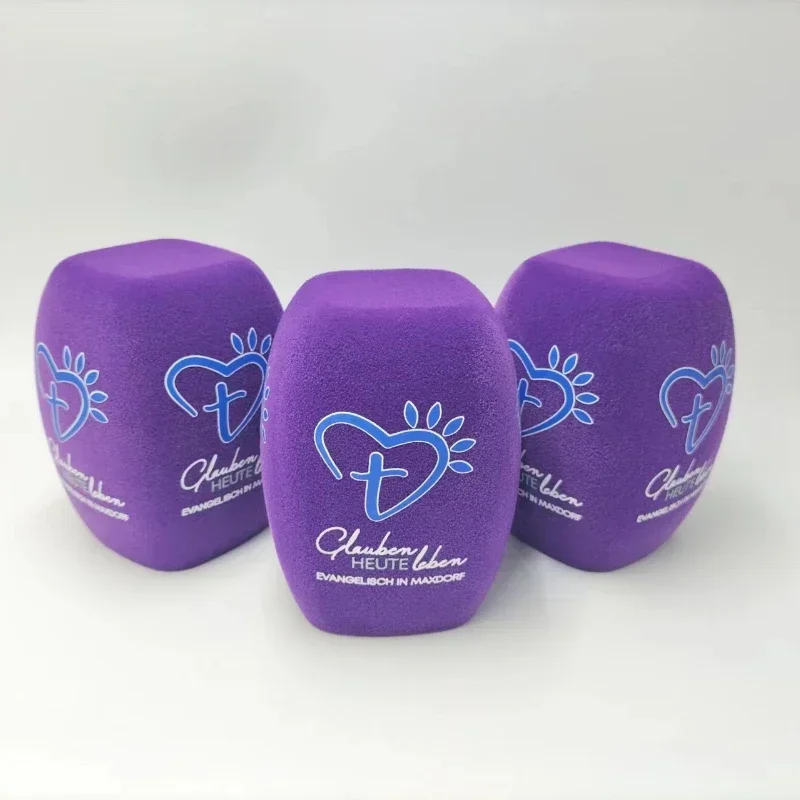 Square Flocking microphone Sponge Customized logo espuma micrófono personalizada video mic windscreen For TV Stations Interview
