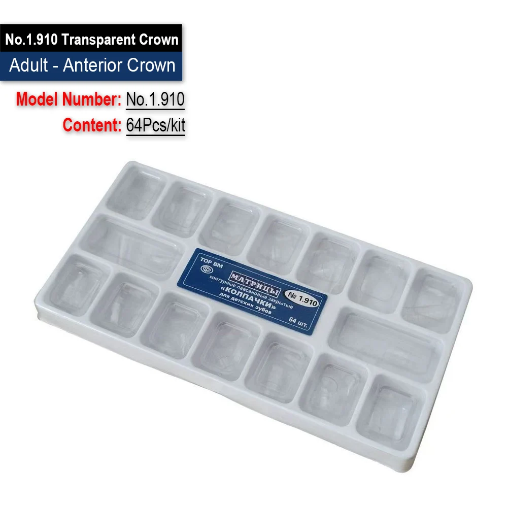 2 Boxes Dental Transparent Crown 1.910 1.911 1.912 Temporary Preformed Crowns Adult Kids Deciduous Tooth Restoration Materials
