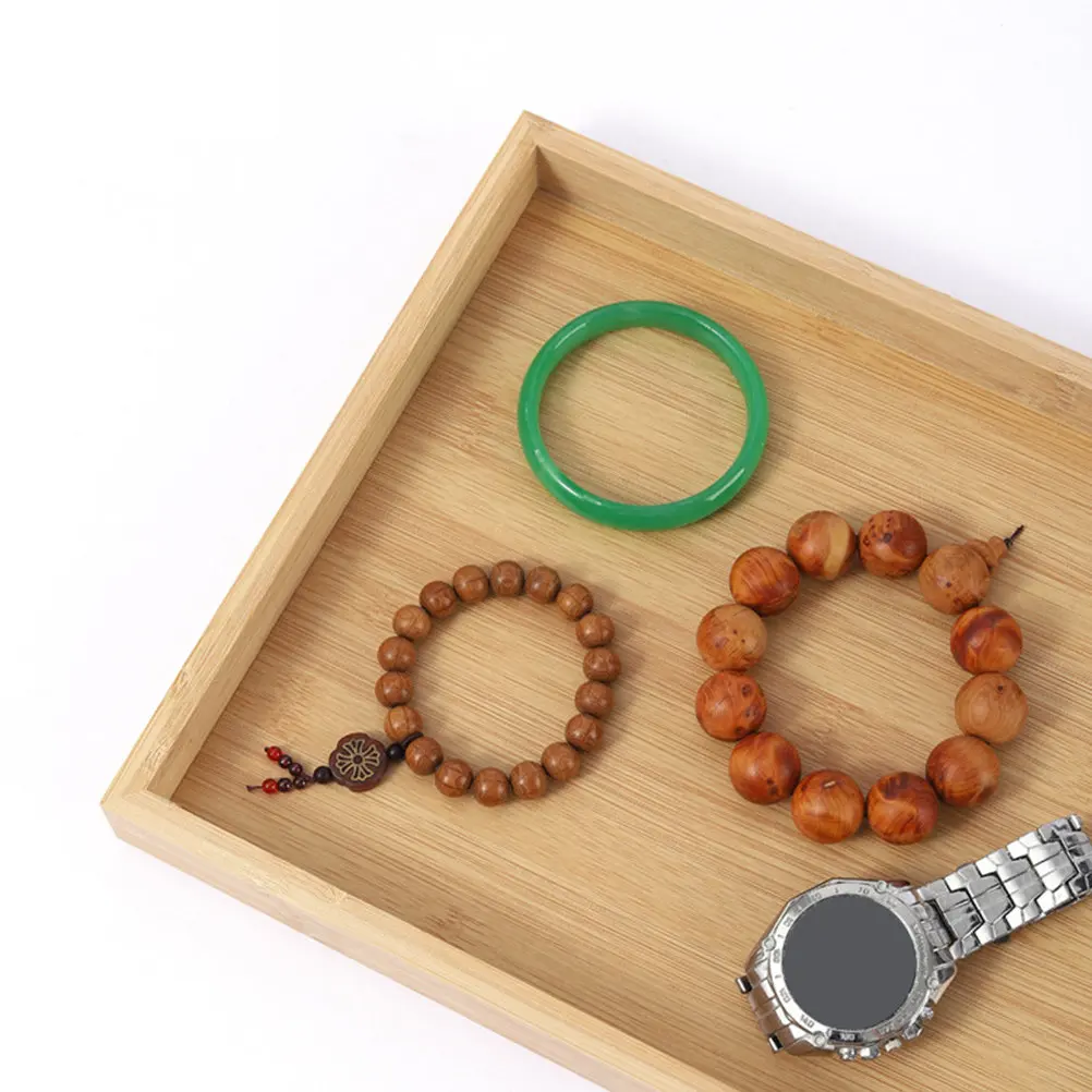 Bamboo Jewelry Storage Plate Premium Wood Display Tray for Necklaces Rings Earrings Bracelets Coins Home Office Decor
