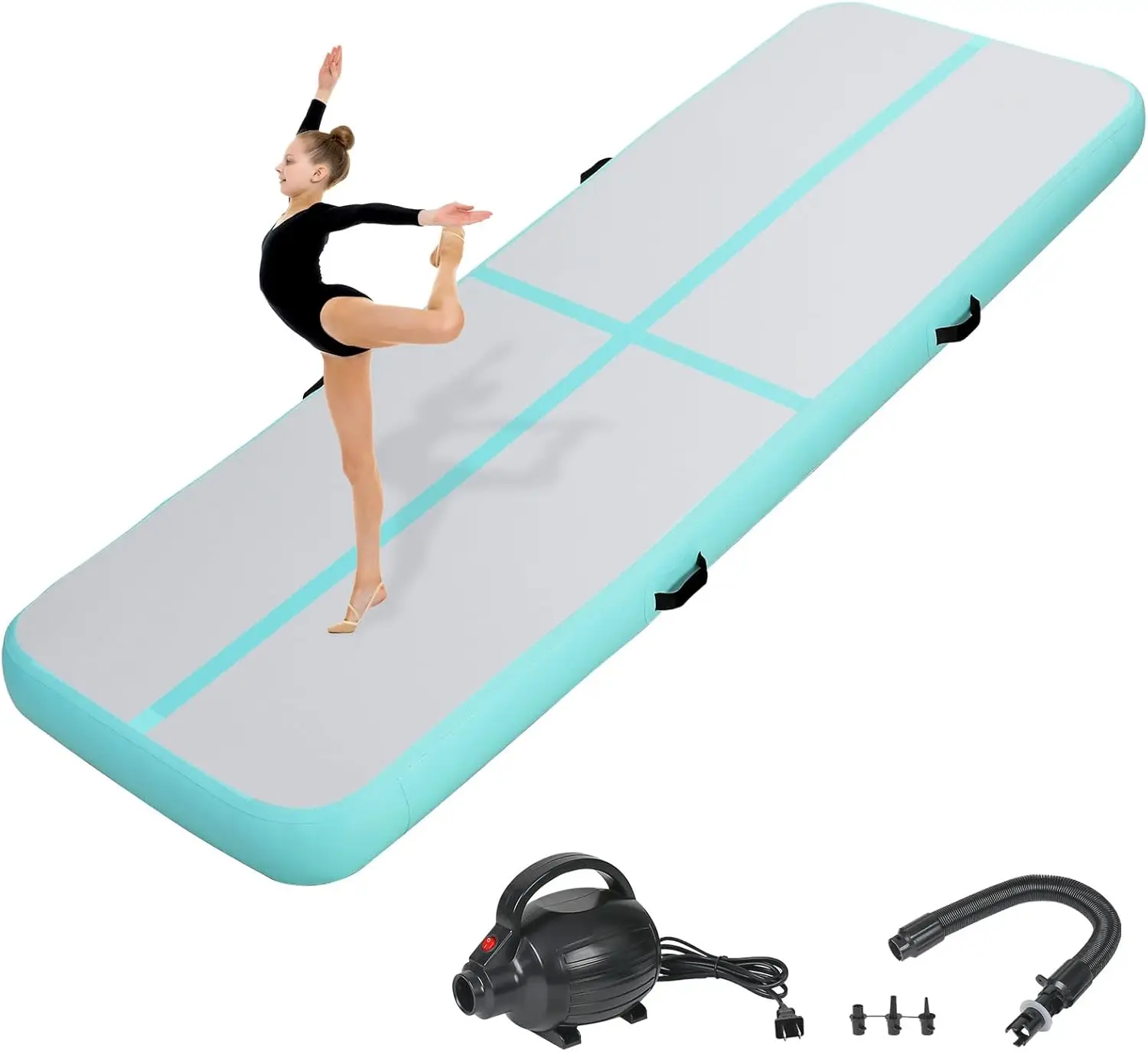 Gymnastics Air Tumbling Track Mat 6ft 10ft 13ft 16ft 20ft, Air Tumble Track Mat with Electric Air Pump for Kids Adults Home Outd