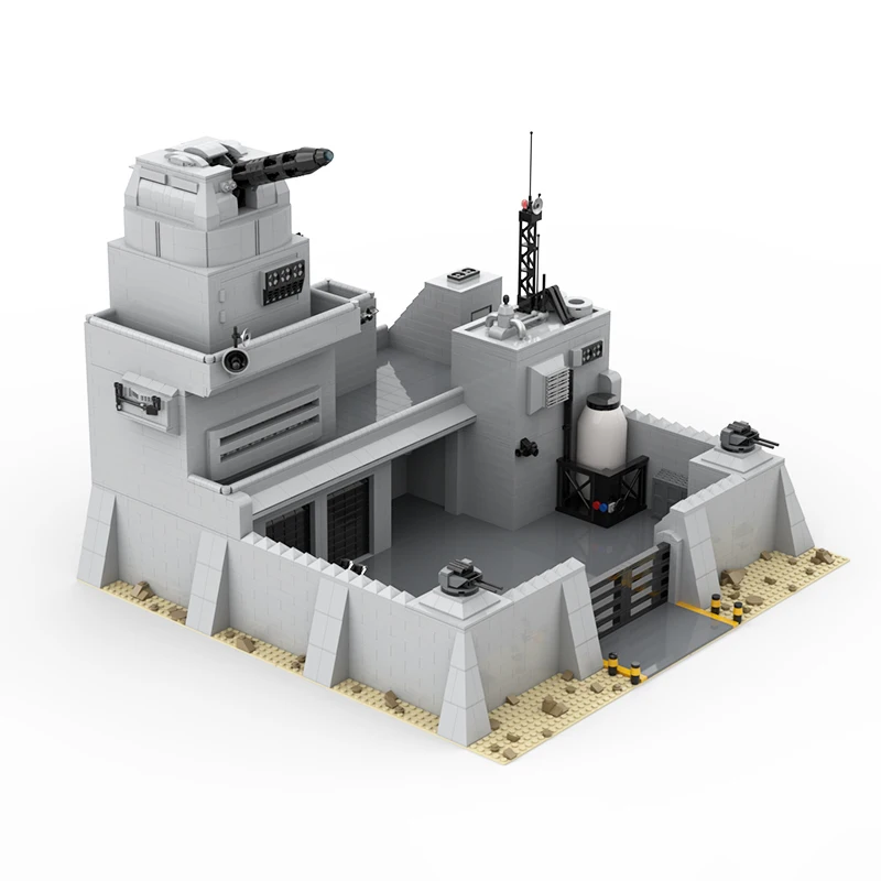 Street View Series MOC Battlefield Military Outpost with RC Gun Turret Building Block Model DIY Creative Children's Toys Gifts