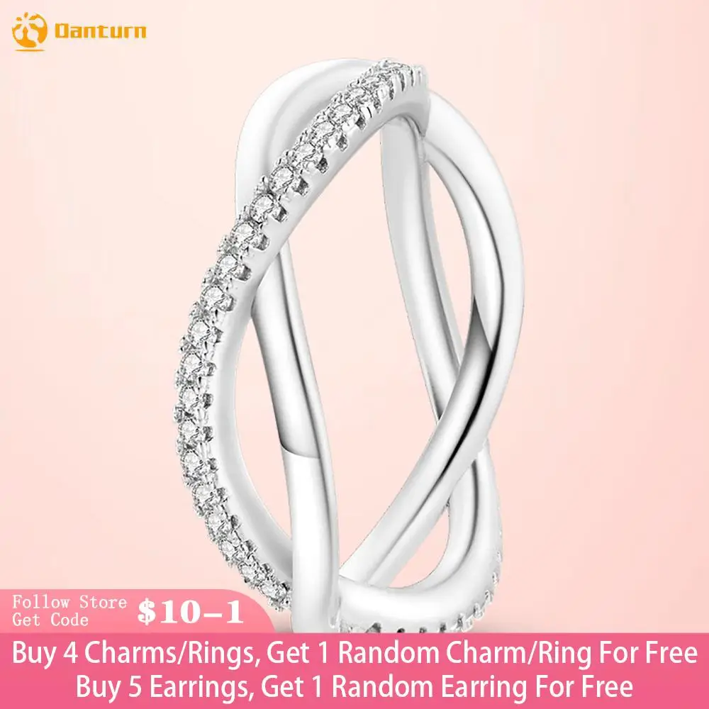 

Danturn 925 Sterling Silver Ring Glitter interlocking Ring Women Rings Engagement Rings