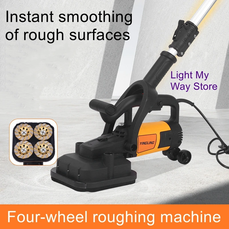 Handheld Rough Grinder with Extension Pole Wall Plasterer Spatula Cement Wall Concrete Floor Rough Grinder