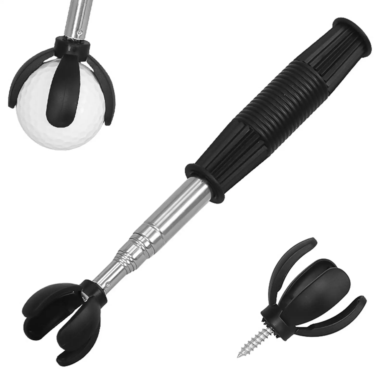 Telescopic Golf Ball Retriever Stainless Steel Portable Golf Pick Up Tool Suction Cup Type Ball Telescopic Gripper Screw Tool