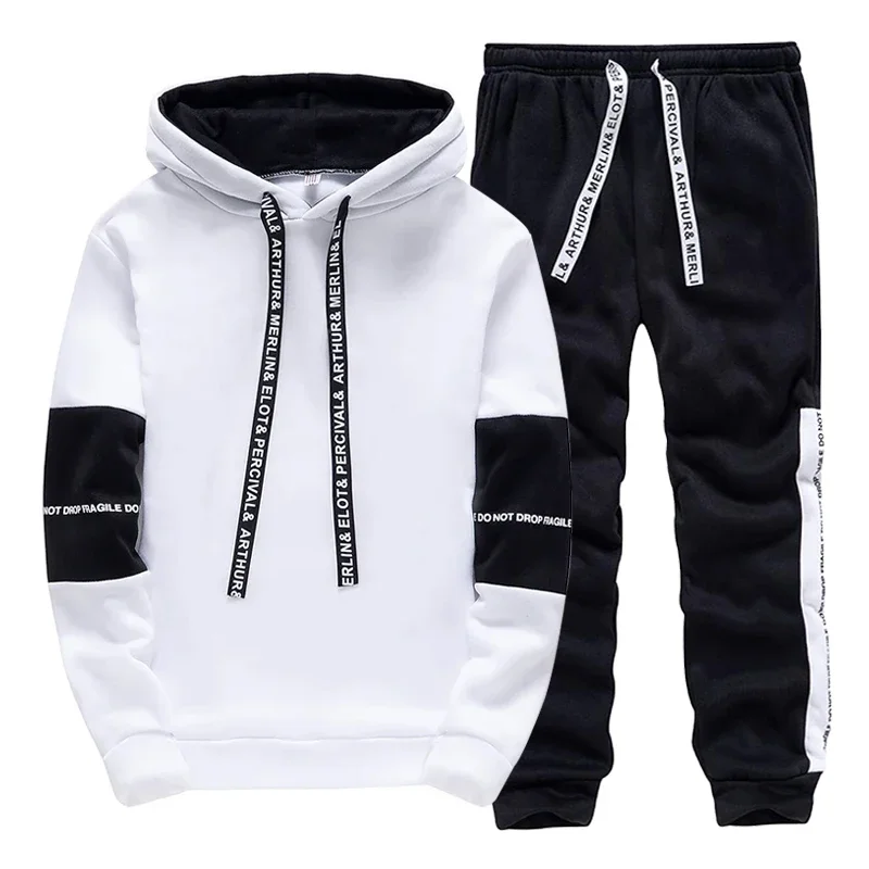 Ensemble de survêtement décontracté pour homme – Sweat à capuche et pantalon de jogging pour sports de plein air – Collection automne-hiver