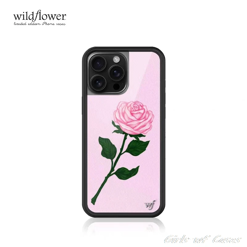 Rosa rosa flor selvagem caso de telefone para iphone 11 12 13 14 15 16 pro max plus 16pro 16plus meninas flores wf flor capa funda
