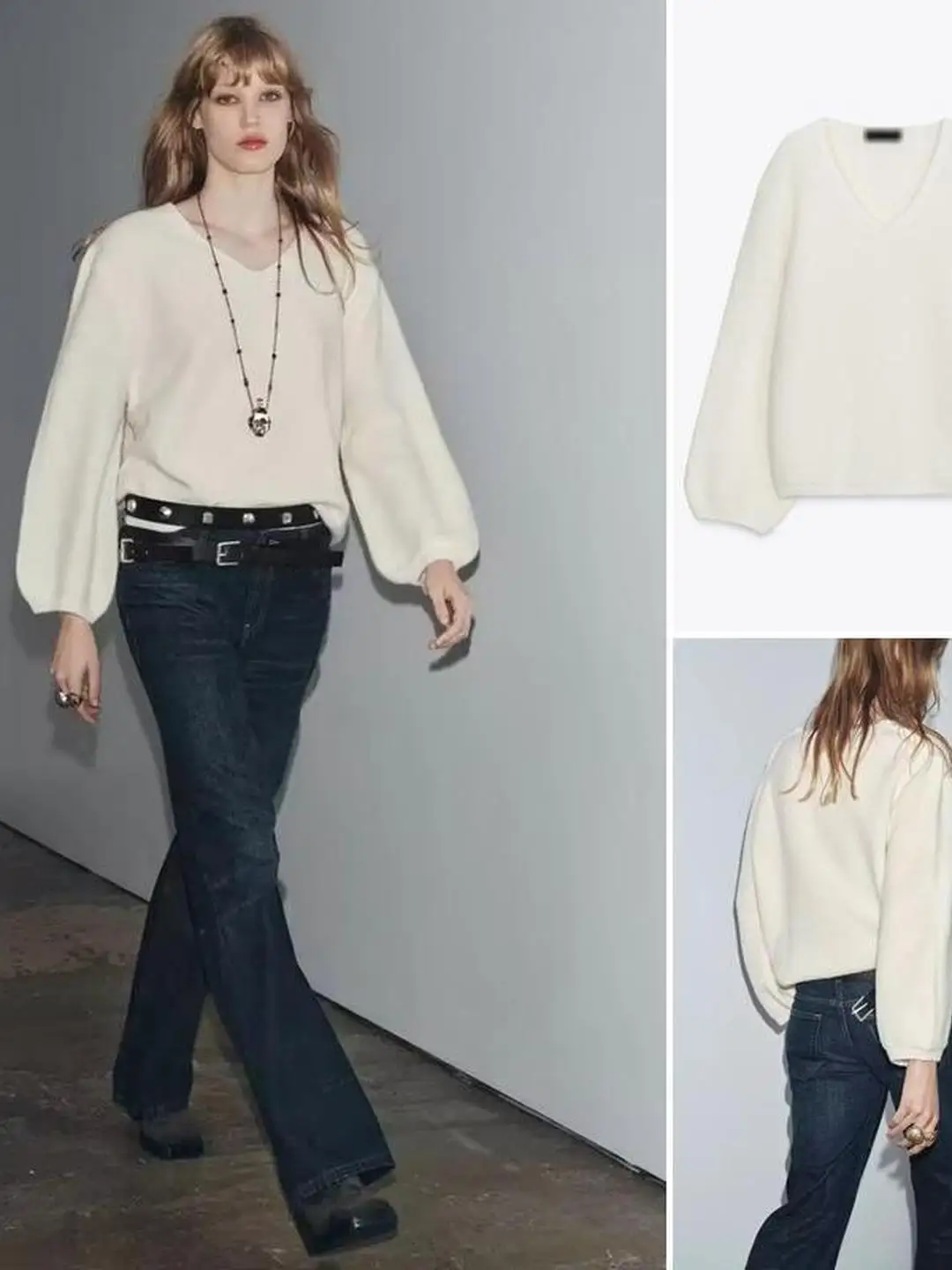 عادية محبوك طويل Sve V-Ne البلوز فقاعة المرأة حجم كبير Faion الخريف جديد وصول ملابس الترفيه مريحة #3