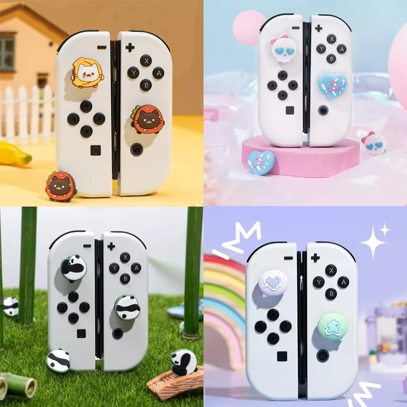 Cute Panda Meow Gift Silicone Soft Thumb Stick Grip Cap Joystick Cover For Switch NS Oled/Lite Joy-con Bling Thumbstick Case