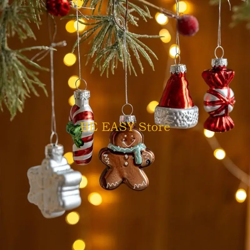 

E28F Стеклянные рождественские декоры Набор ярких красочных снежинок в виде елки Санта-Клауса для домашнего офиса