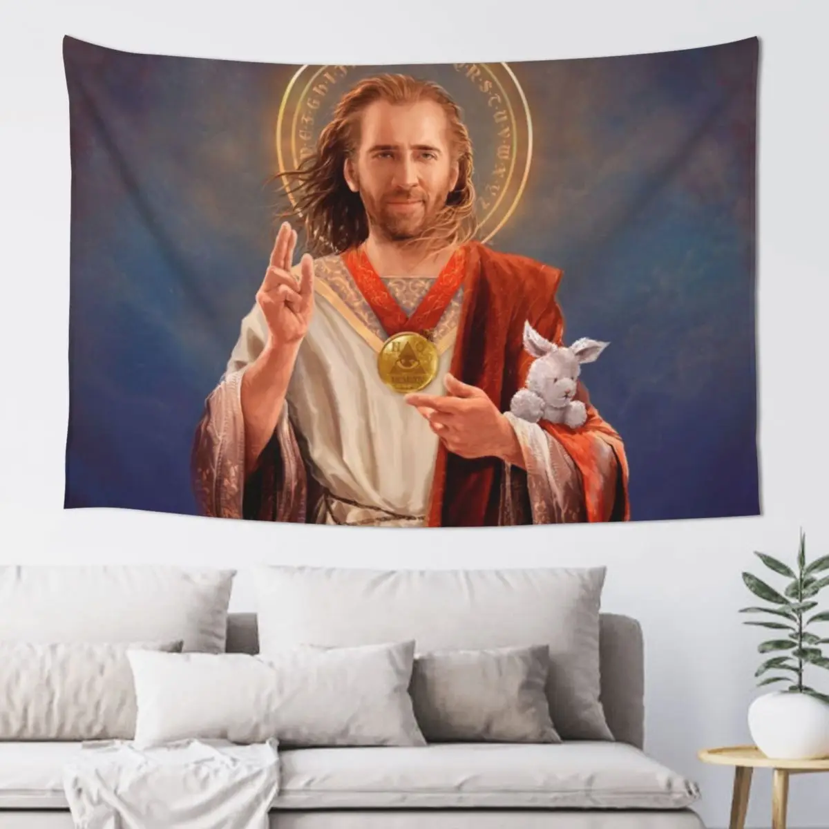 

Nicolas Cage, Saint Nicolas of Cage, Nic Cage Original Religious Painting Tapestry Korean Room Decor Tapestry