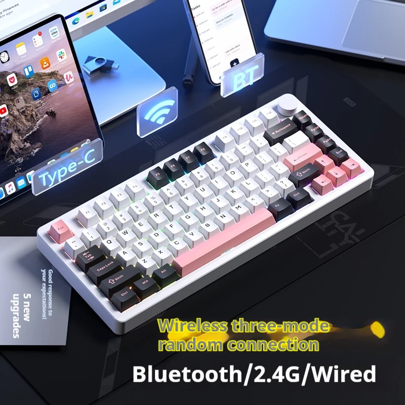 Imagem -06 - Leobog Hi8se Teclado Mecânico Modo sem Fio Bluetooth Rgb Hot Swap Cnc Botão Personalização Gaxeta Teclado Jogos Presente do Escritório