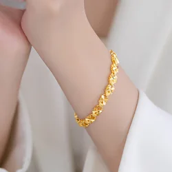 AU999 gold ladies wrist chain Japanese and Korean fashion bracelet 24k real gold bracelet clover bracelet for girlfriend