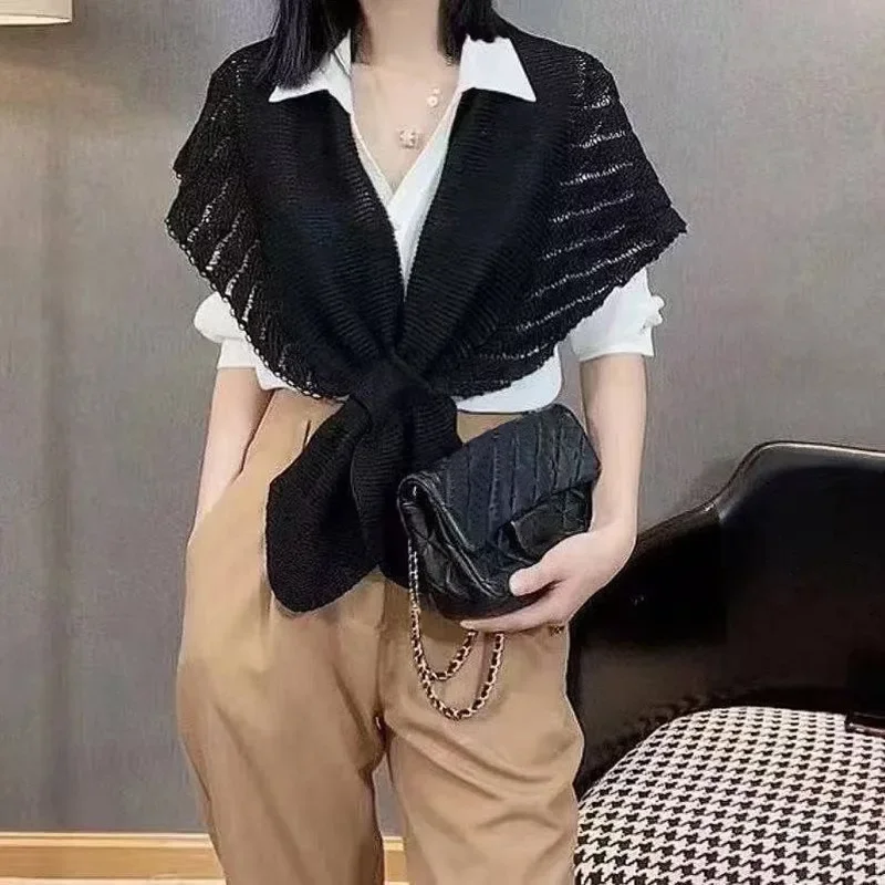 

Autumn Korean Knit Warm Shawl Winter Female Blouse Shoulders Fake Collar Cape Knotted Scarf Neck Guard Scarve For Women Mujer