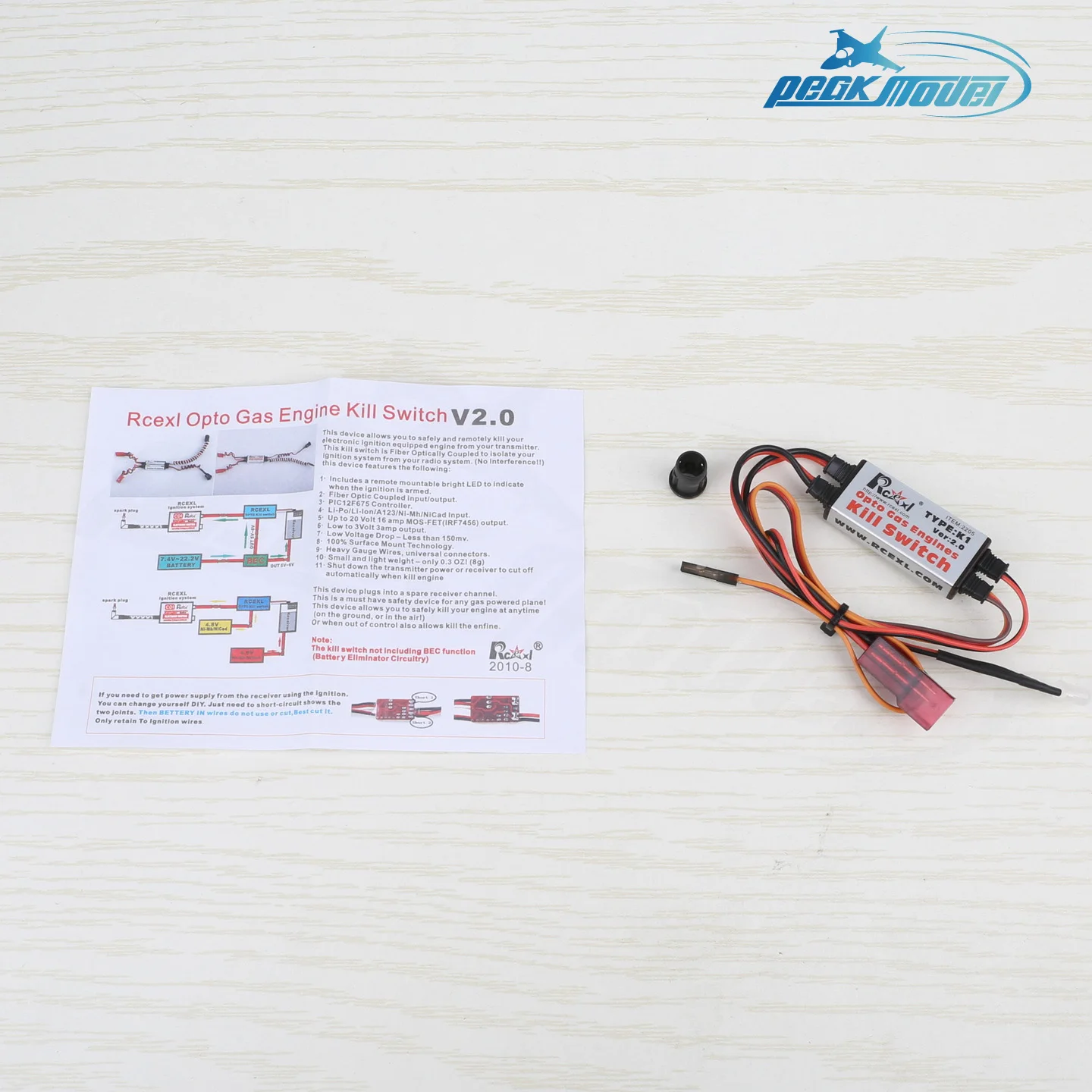 Rcexl Opto Gas Engine Kill Switch Shut Down Version 2.0 for RC Gas Airplane DLE Engine Fix Wing Plane