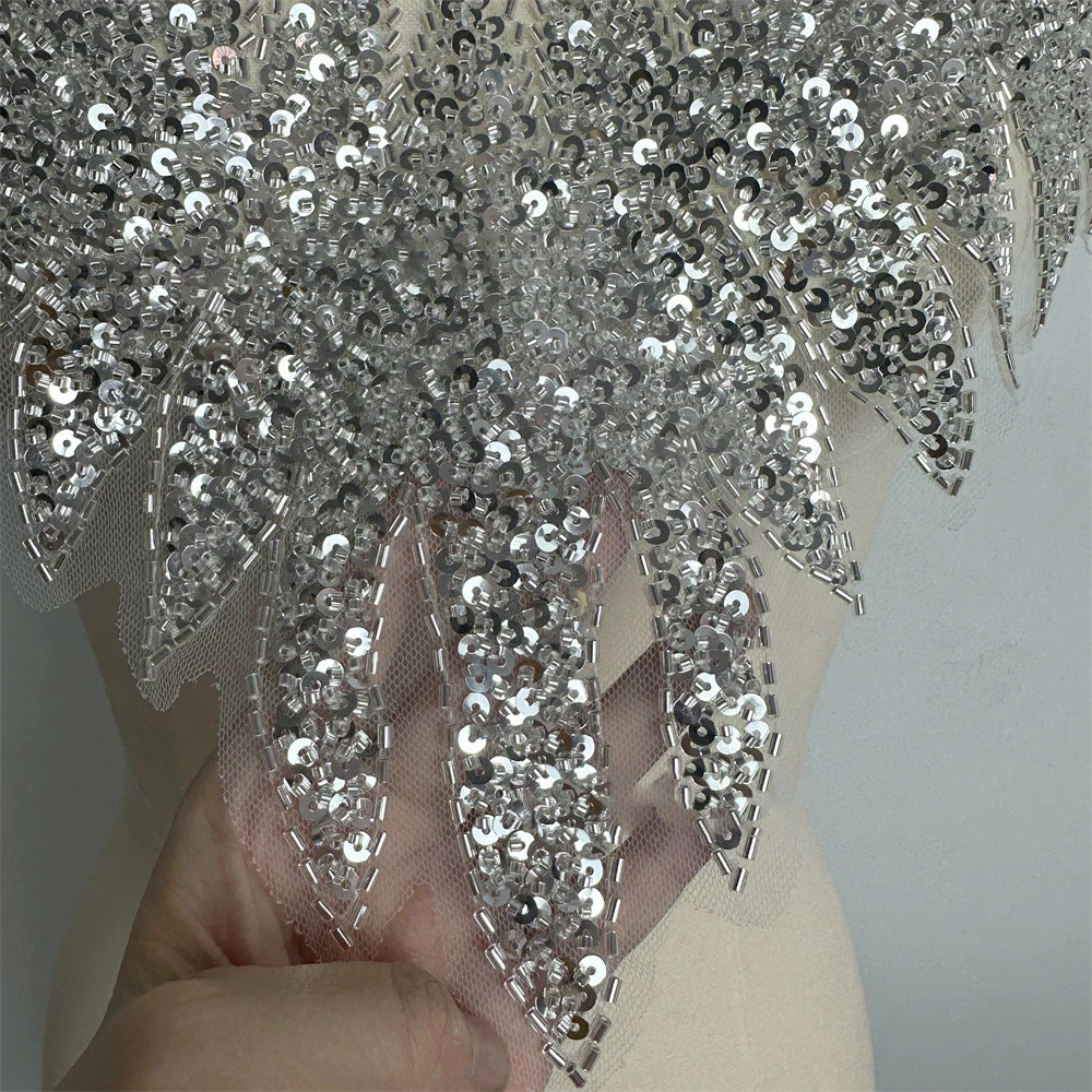 1 Pcs Embroidery Mesh Sequins Bead Embroidery DIY Women\'s Clothing Lace Accessories Cloth Stickers