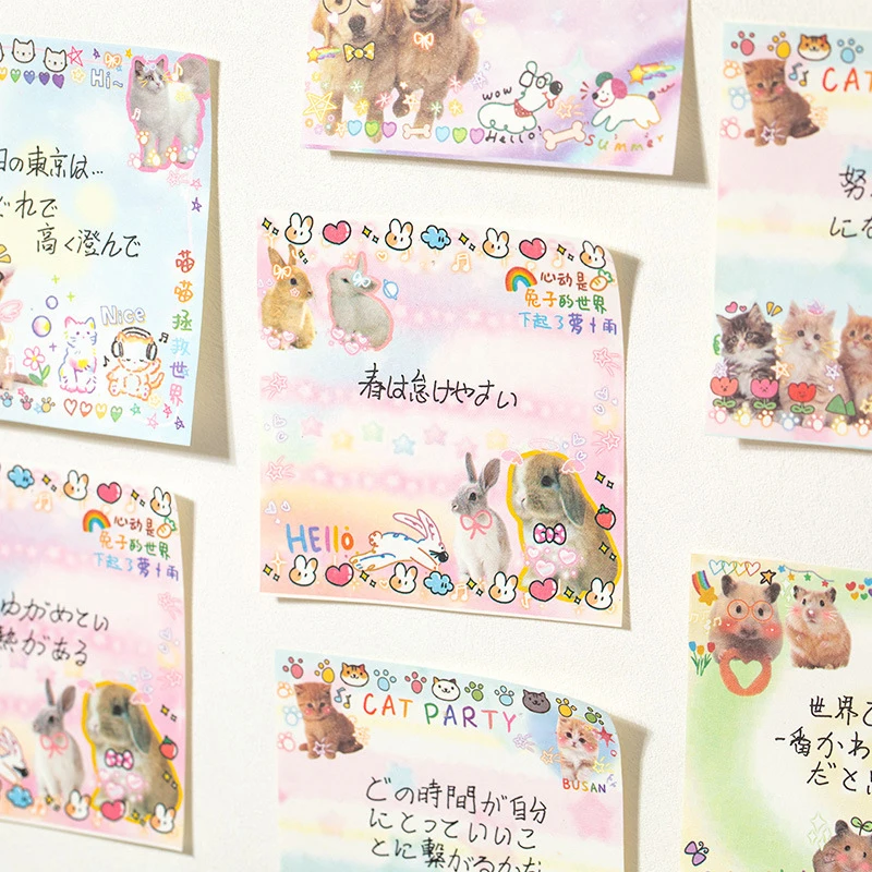 60Sheets Cute Animals Note Pads Kawaii Message Paper Fashion Notepad Cartoon Versatile Sticky Note Student Stationery Gifts