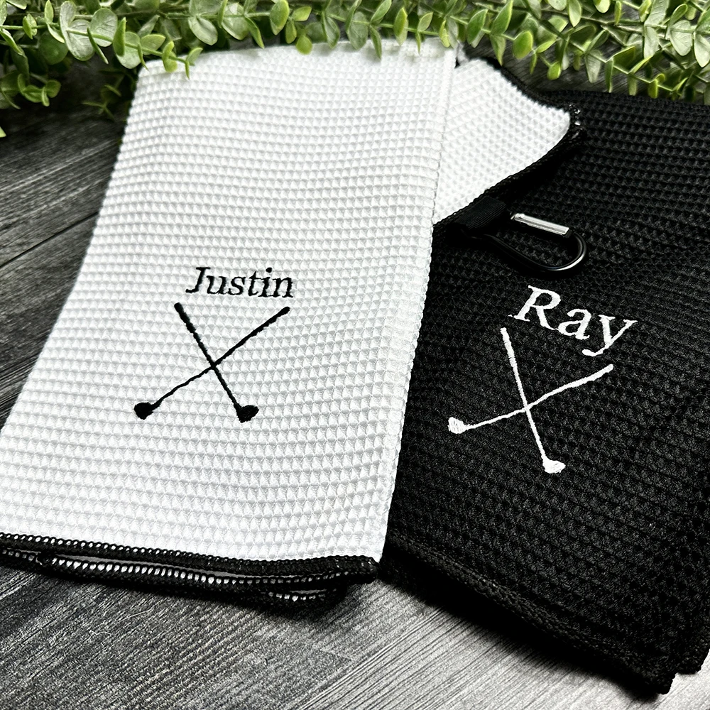 Toalla de Golf bordada personalizada para despedida de soltera, regalo para el Día del Padre, padrino de boda, los mejores favores para hombres, toalla de gofre Blanco/negro