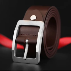 Titanium Belt Men's Genuine Fulll Leather Belt with Pure Titanium Center Bar Buckle Formal Casual Jeans Belt Gentleman's Gift