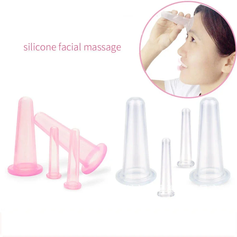 

4PCS Silicone Vacuum Cupping Massage Jars Anti Cellulite Massage Facial Suction Cups Face Neck Lift Skin Scraping Beauty Tool