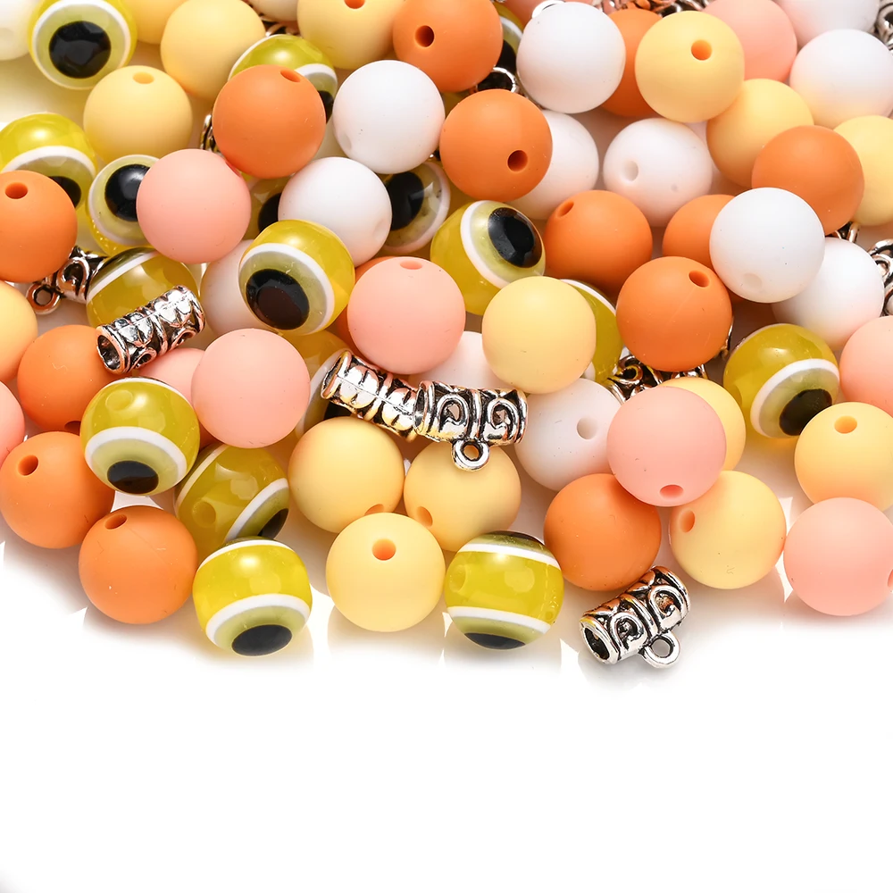 55Pcs 12mm Silicone Bead Baby Food Grade Tether Beads Used DIY Eco-friendly Pacifier Clip Chains for Chew Nursing Shower Gifts