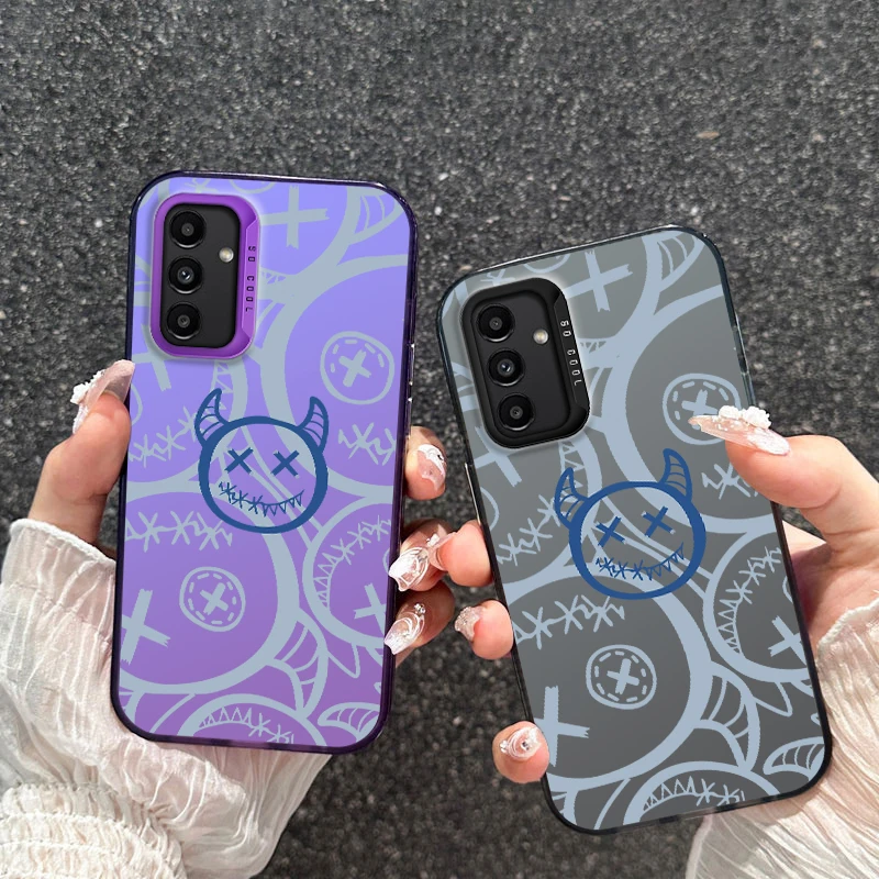 Painted Cartoon Demon Phone Case For Samsung Galaxy Wide 6 Quantum 4 M34 5G A25 A24 F13 M13 Electroplated Shock-absorbing Cover