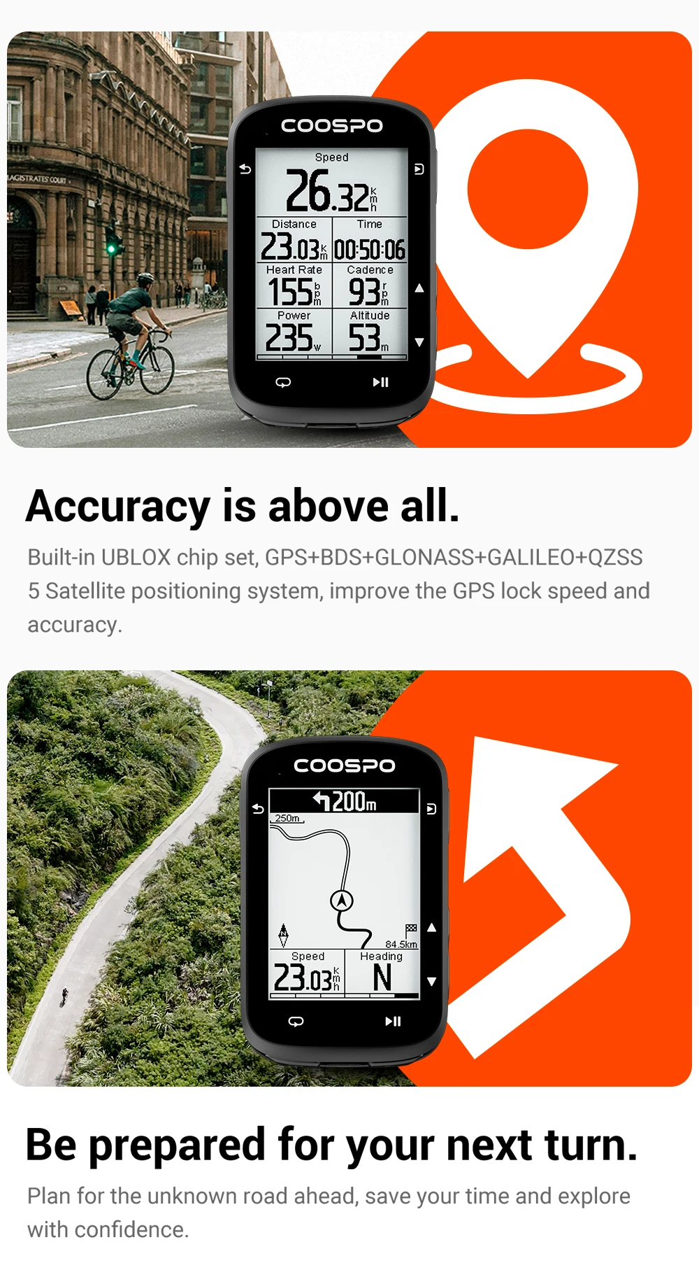Ciclocomputer GPS Coospo CS500 Con Bluetooth 5.0, Tachimetro E Cronometro Per Bici - Foto 3