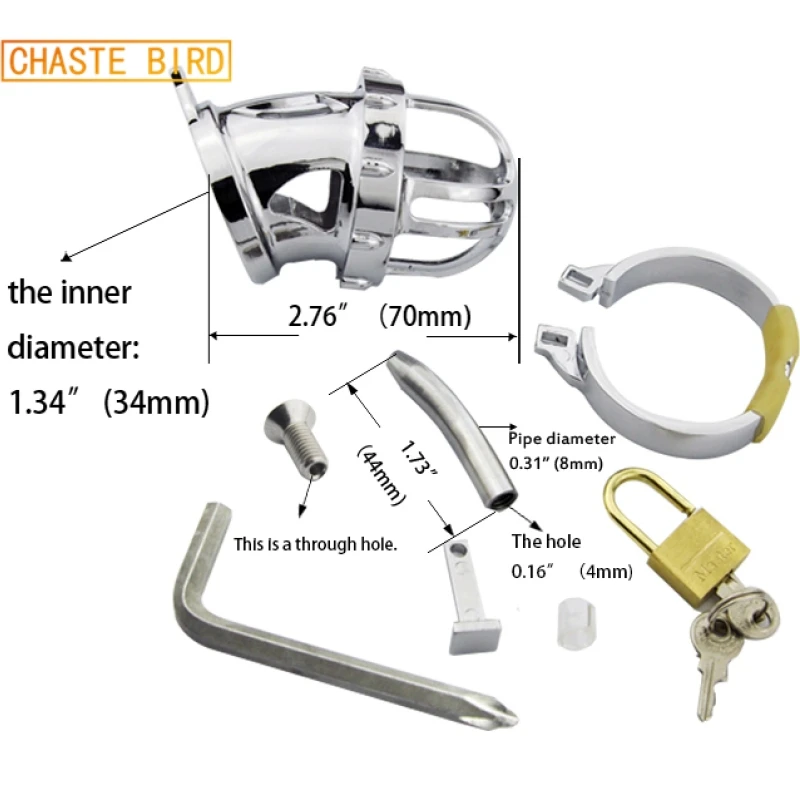 Chaste Bird Male Chastity Device with Urethra Catheter,Cock Cage,Penis Ring,Chastity Belt,Men\'s Virginity Lock,Cock Ring,A199