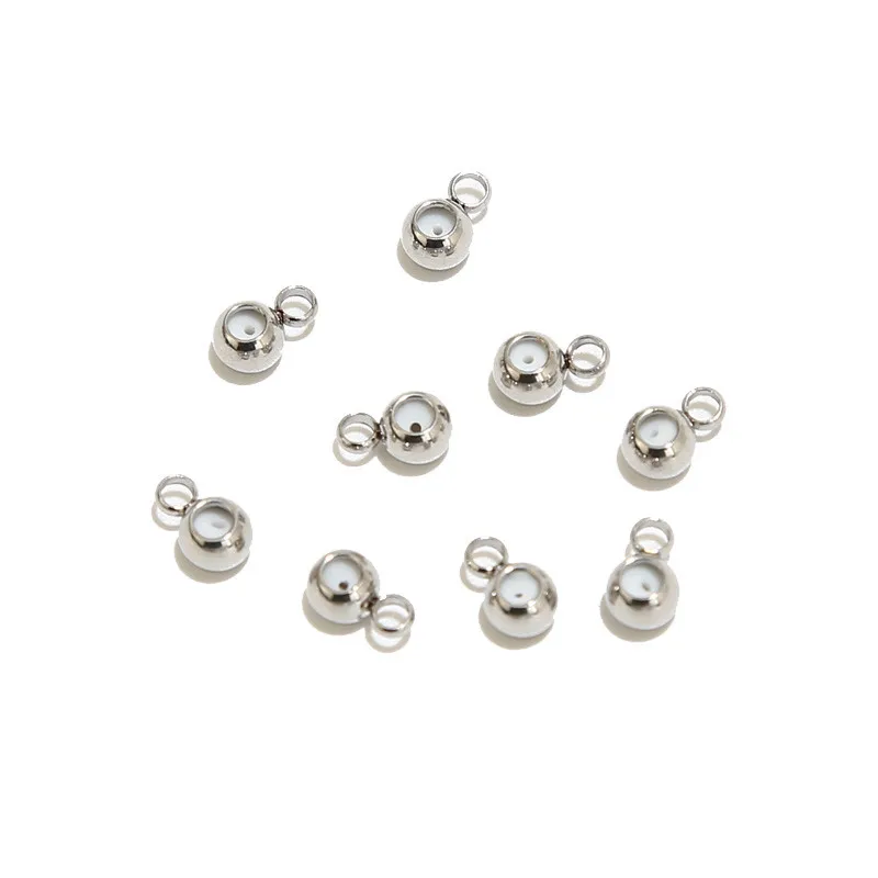 20pcs Stainless Steel Barrel Hanger Links Gold Bail Bead Connector with Charm Loop 4mm Insert Rubber Stopper  for Earring Neckla