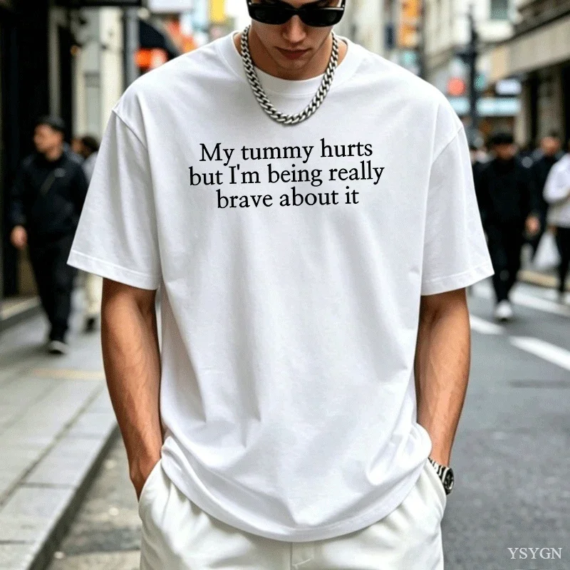 My Tummy Hurts T Shirt Tummy Ae Survivor Funny Printed T-Shirt Casual Short Sve Y2K Women Clothing 2026 New Model Short-sleeve c