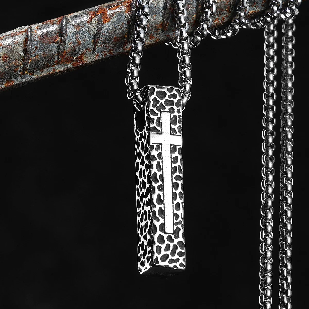 

Texture Cross Men Necklaces Stainless Steel Pendant Chain Women Fashion Retro Jewelry Punk New In Accessories Gifts Wholesale