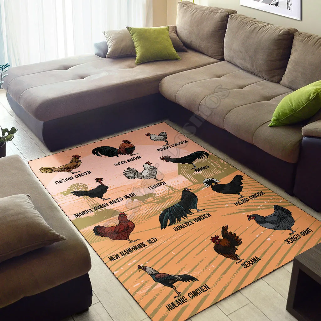 Chicken Chart Area Rug 3D Printed Carpet Mat for Living Room Doormat Flannel Print Bedroom Non-slip Floor Rug