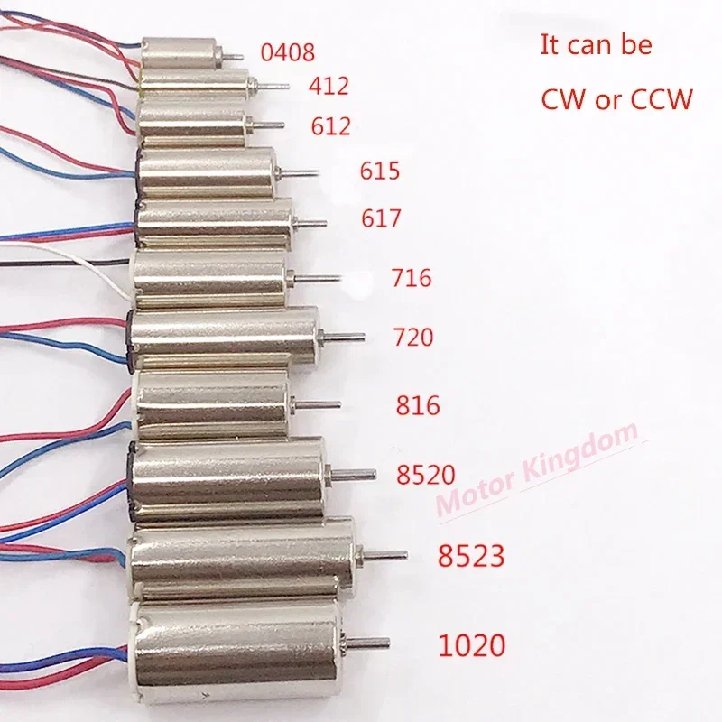 Mini Coreless Motor, Motor magnético de alta velocidade, RC Drone Engine, Acessórios UAV, DC 3V-3.7V, 412,612,615,617, 720,816, 816,8520,1020