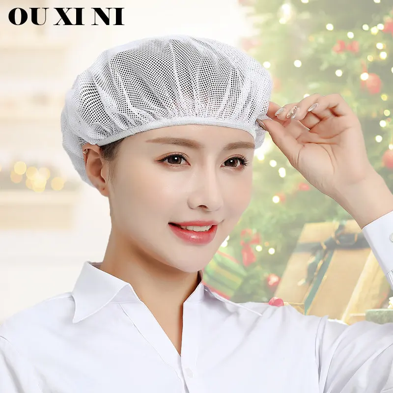 Chef Net Hat Cook Caps Kitchen Health Work Hats Canteen Restaurant Food Service Bakery Baking Female Breathable Cap