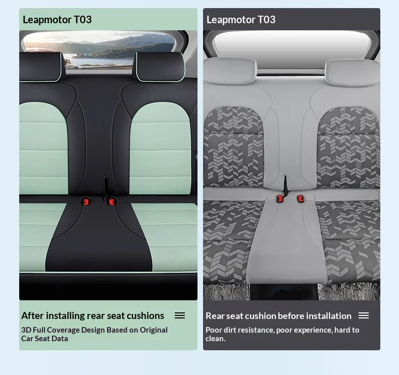 Leapmotor T03 Fünfsitzer-Autositzbezüge, Vollständige Abdeckung, Maßgeschneidert für Originalfahrzeug – Detail 4