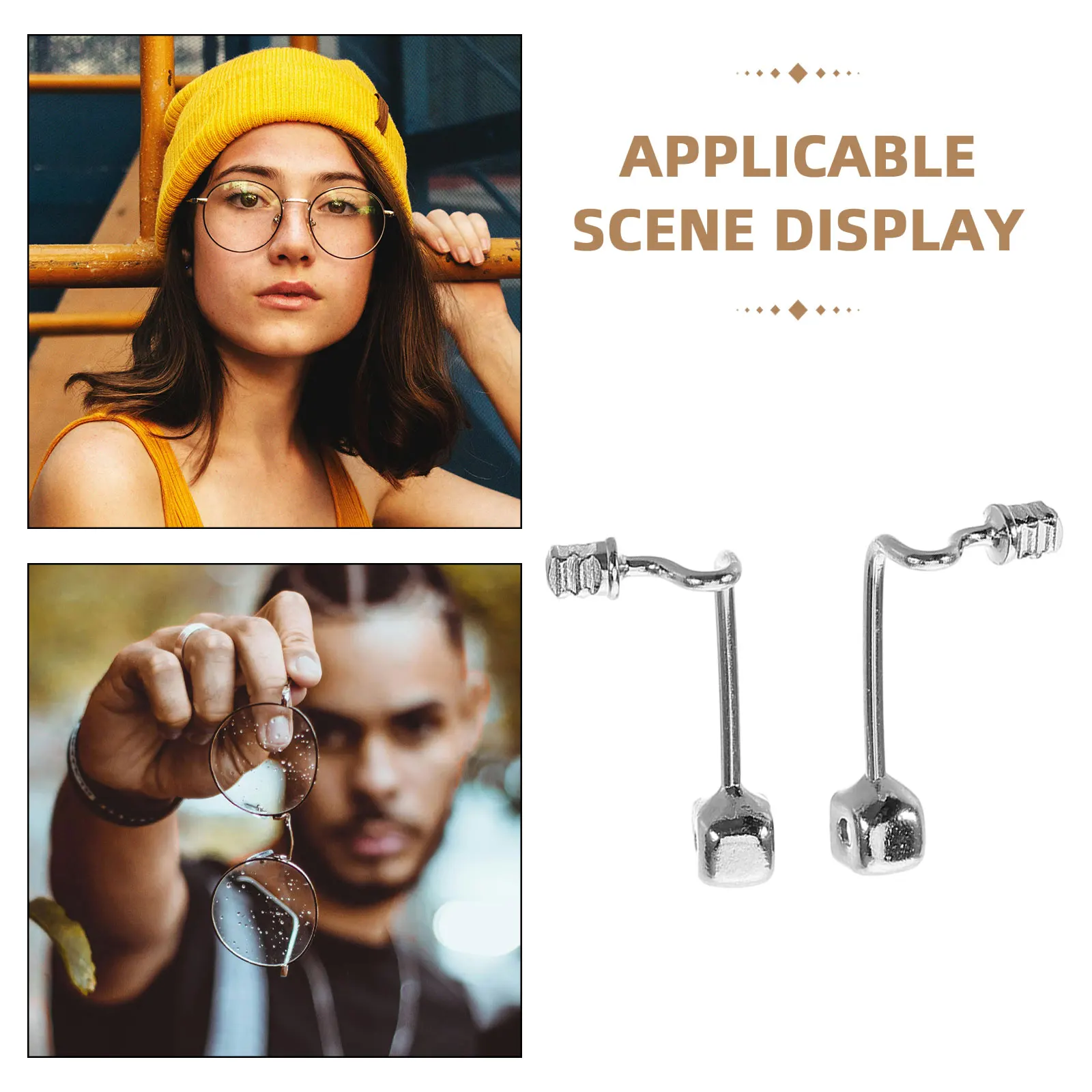 

2pcs Metal Eyeglasses Nose Holder Stainless Steel Screw Type Glasses Repair Parts Durable Nose Bridge Holder Frame Support
