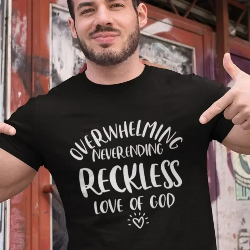 28 Jesus  T shirt Reckless LOVE of GOD Christianity Slogan Religion Faith
