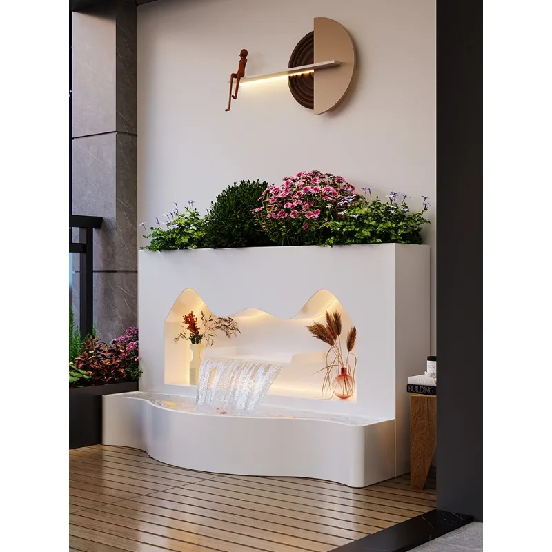 BJ-2 Outdoor Villa Flowing Water Flower Box Balcony Garden Landscaping Fish Pool Screen Partition Wall Stainless Steel