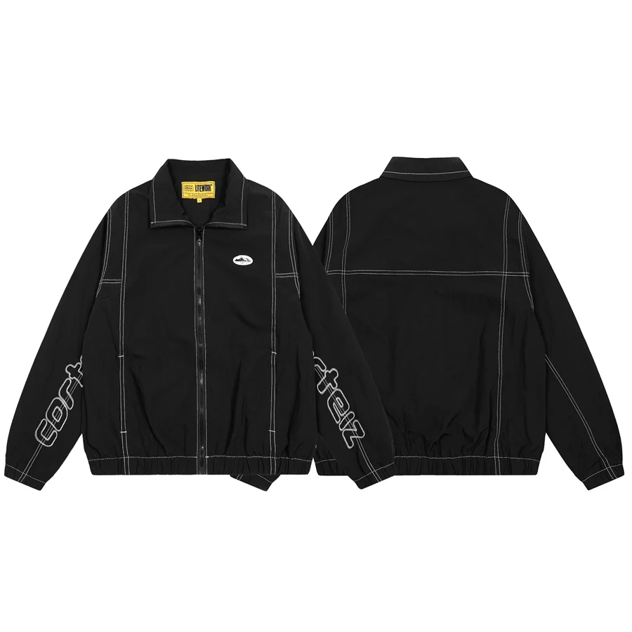 

Loose Casual Zipper Collar Jaet for Men And Women Devil Island American Street Hip Hop Sle Faionable Topwear