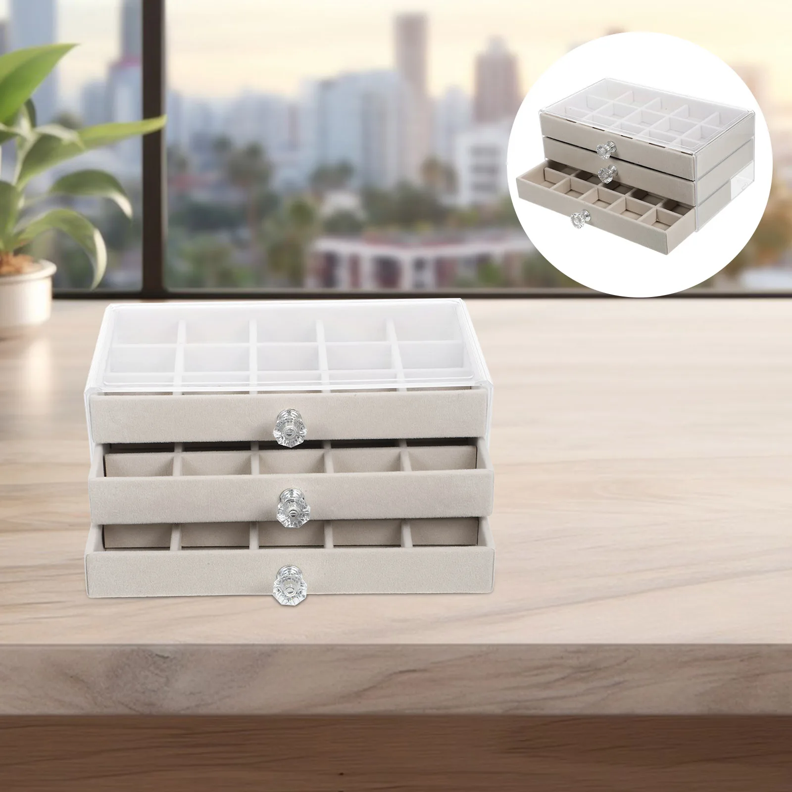 

1pc 45 Grid Jewelry Box Organizer Clear Lid Desktop Storage Case For Necklaces Earrings Rings Watches Travel Earring Tray Women