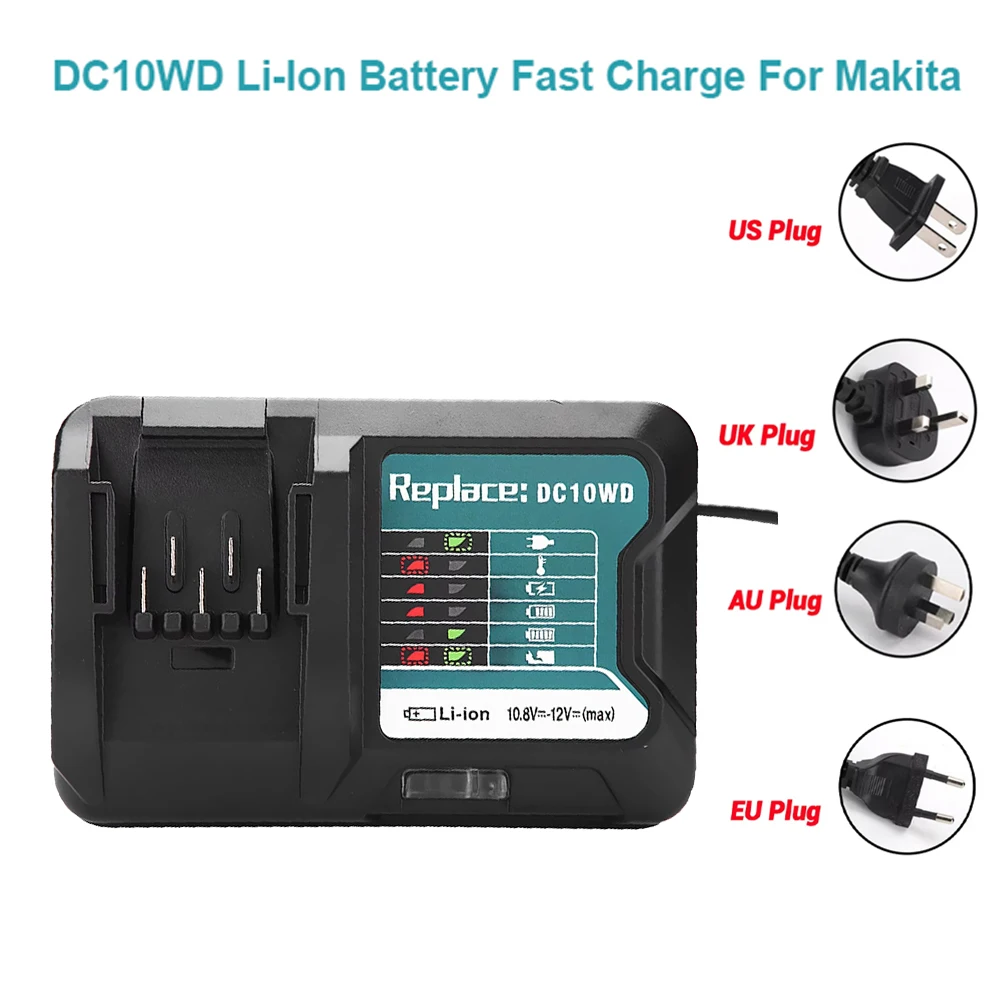 1 cargador de batería para Makita 10,8 V 12V DC10WD BL1021B BL1041B BL1016 cargador de luz LED nuevo